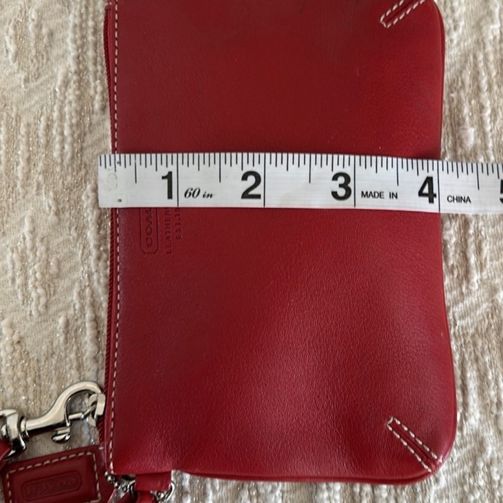 Coach Cherry Red Leather Wristlet - Picture 7 of 8